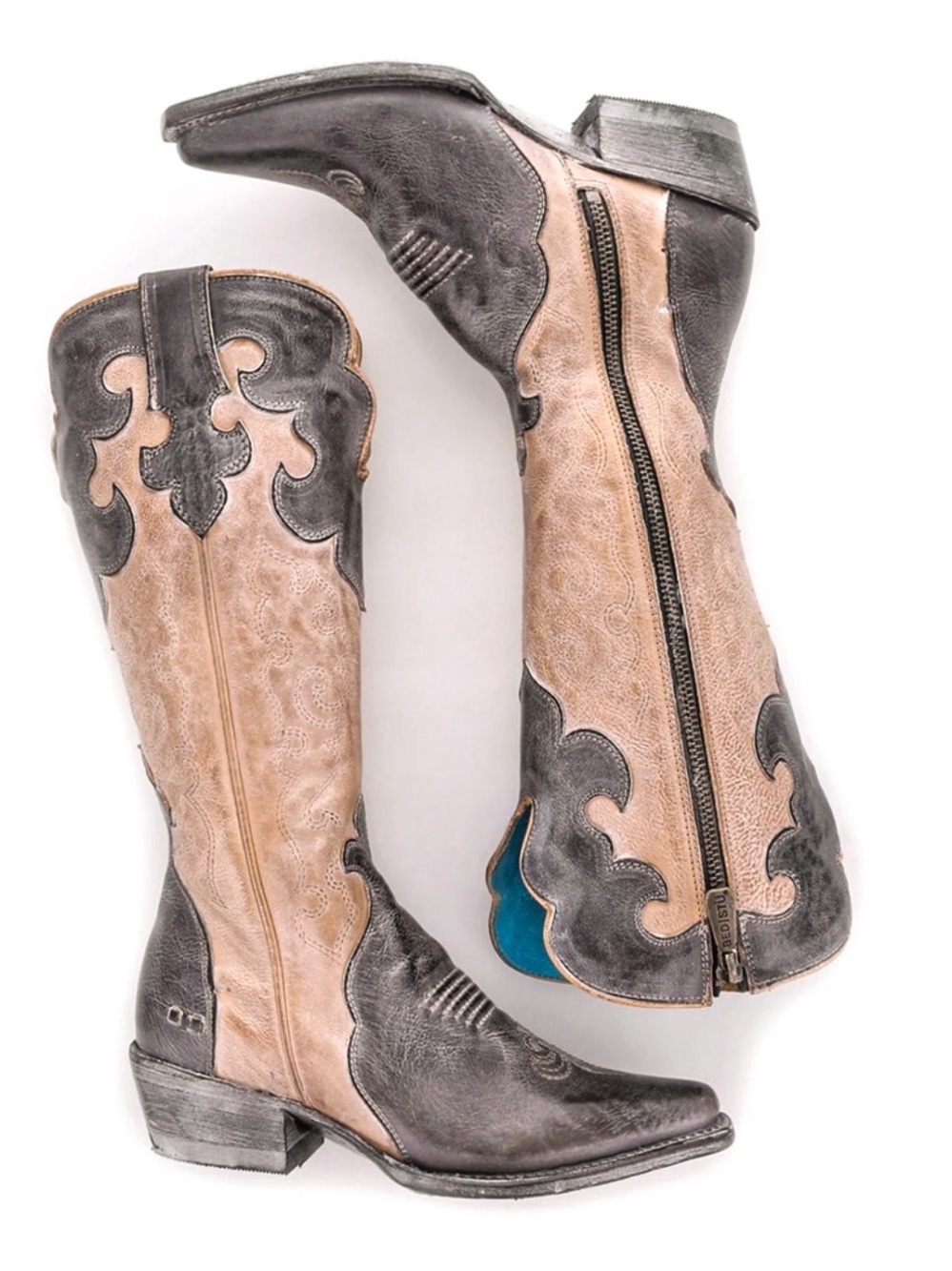 Bed Stu Queen Boots - Black Oats Rustic White - New in Box